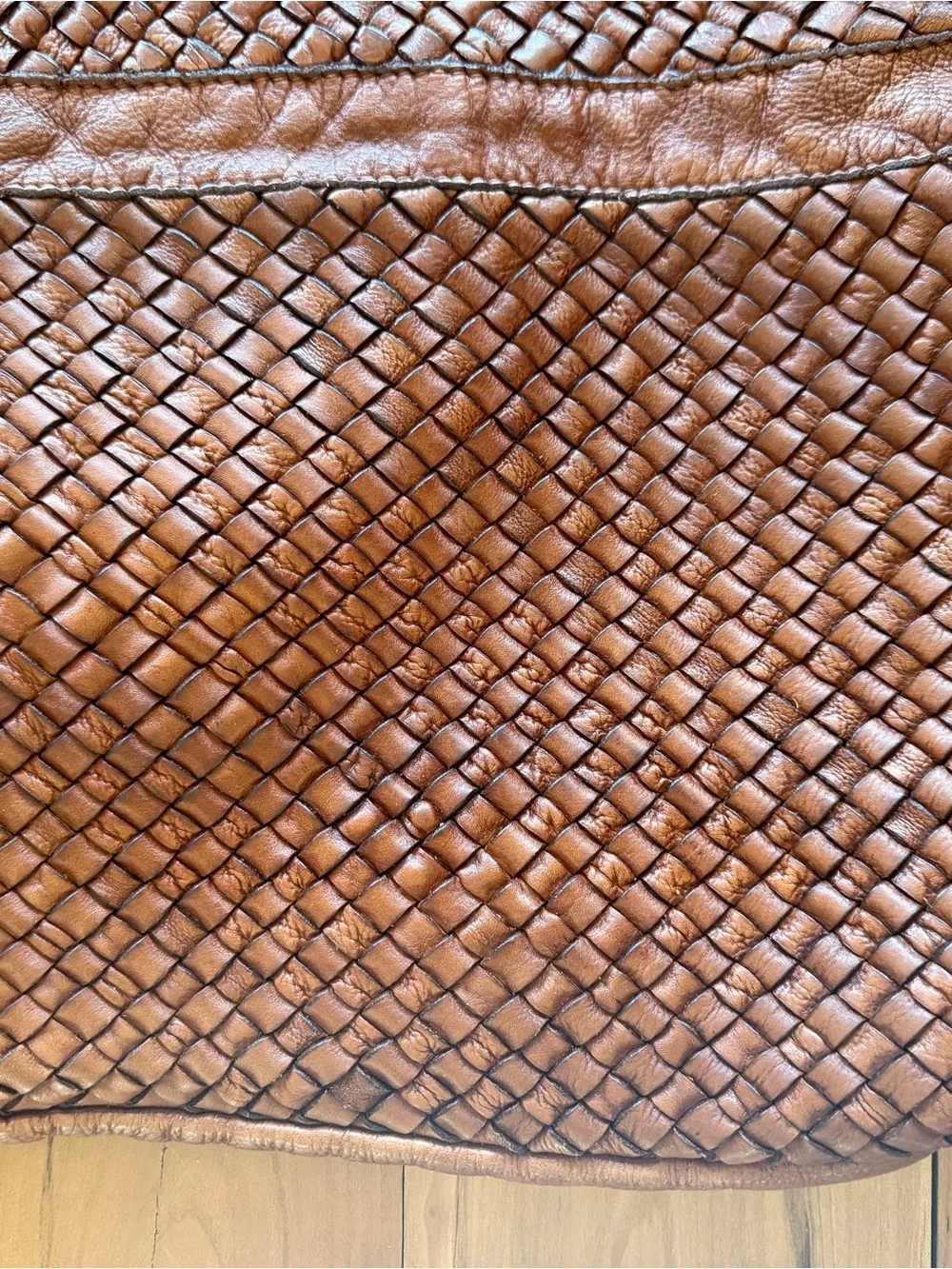 Trades Of Hope LEather Brown shoulder bag Purse Crossbody Woven Interlocking